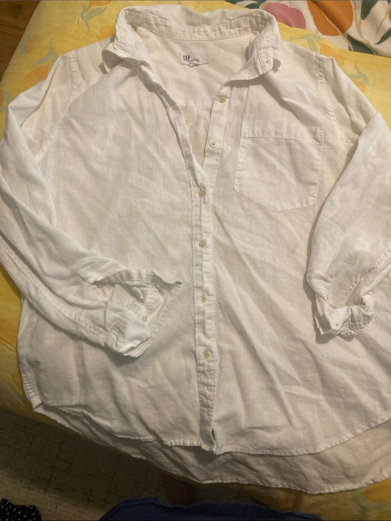 GAP Tops - Gap boyfriend fit linen blouse optic white